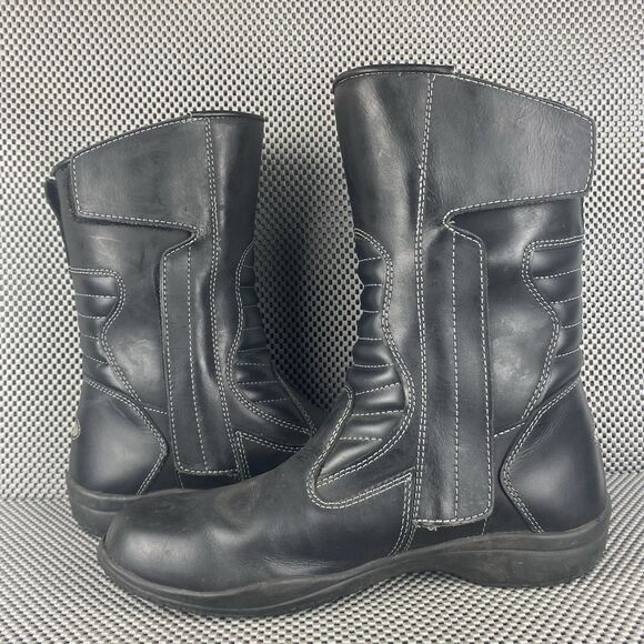 Tour Master Solution Waterproof Motorcycle Riding Boots Mens 11 Black Zipper - Picture 4 of 13